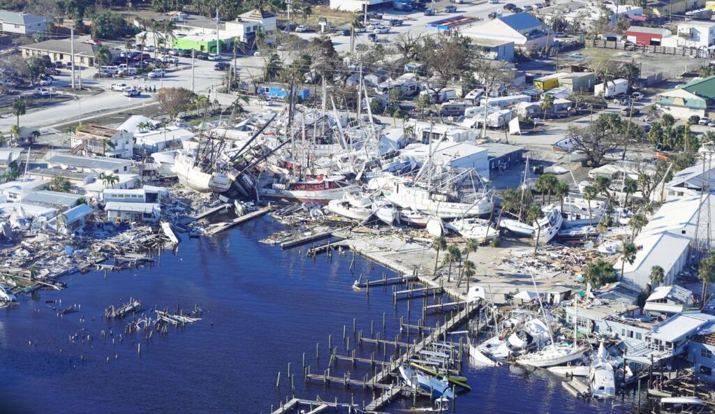 Florida - boats piled in the marina of Fishermans Wharf